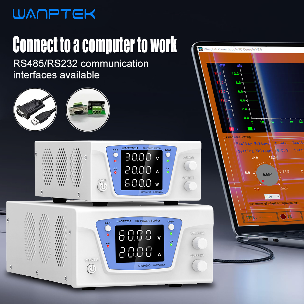 Programmable Dc Power Supply 60V 10A - Wanptek RS485/RS232 Лабораторный программируемый регулируемый источник